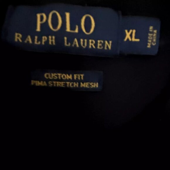 Ralph Lauren Black Polo Shirt Custom Fit Stretch Mesh - Size XL - Picture 3 of 4